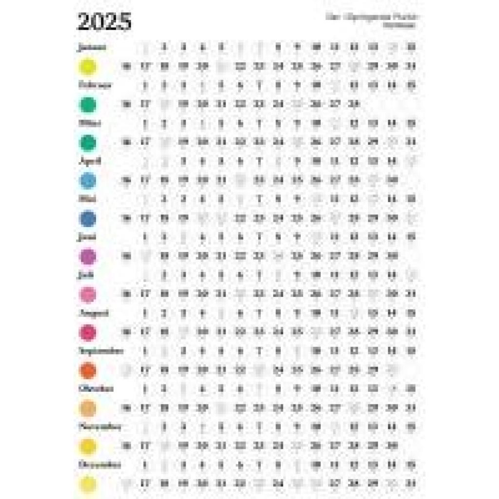 Domberger Calendars - Der Springende Punkt: Das Original weiß 2025, 57,5x81cm, Wandkalender bestehend aus zwei Bögen, 36