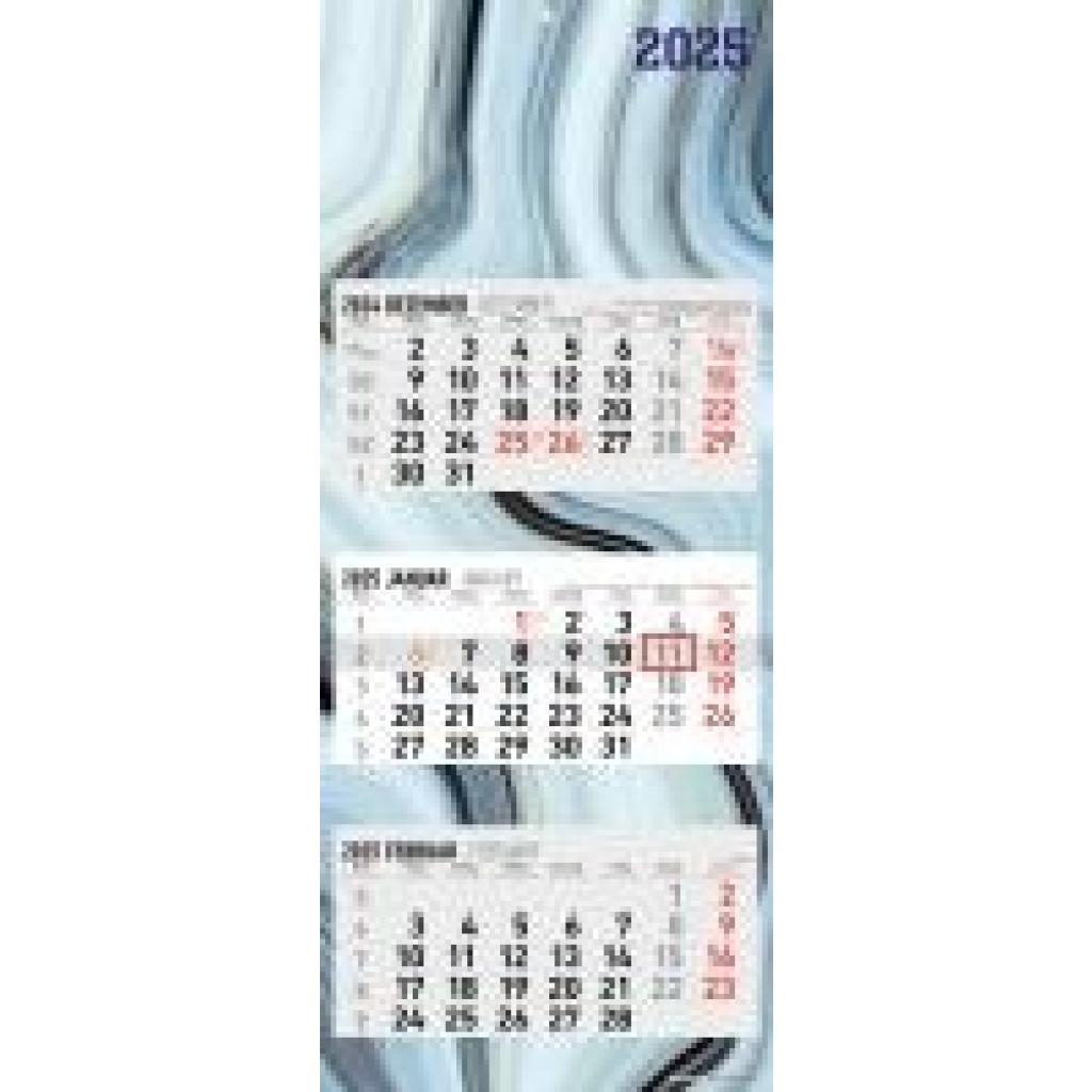 3-Monatskalender Design 2025 - Büro-Kalender 33x20 cm (geschlossen), 33x80 cm (geöffnet) - faltbar - mit Datumsschieber 