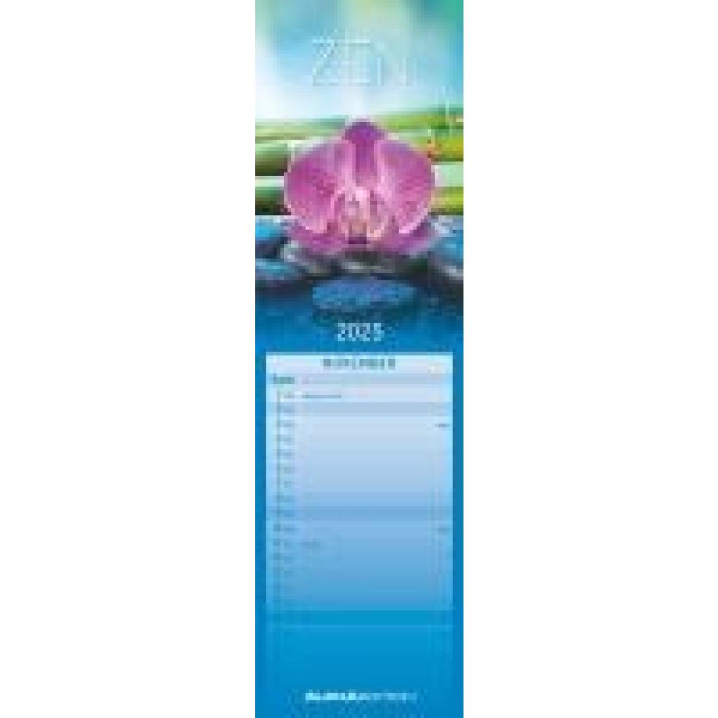 Streifenplaner Mini Zen 2025 - Streifen-Kalender 9,5x33 cm - Harmonie und Achtsamkeit - Wandplaner - Küchenkalender - Al