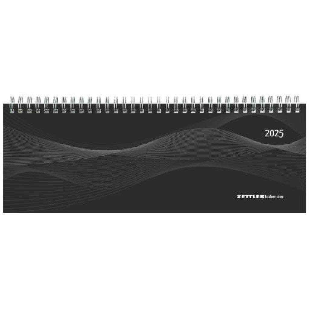 Tisch-Querkalender Profi schwarz 2025 - Büro-Planer 29,7x10,5 cm - Tisch-Kalender - 1 Woche 2 Seiten - Ringbindung - Zet