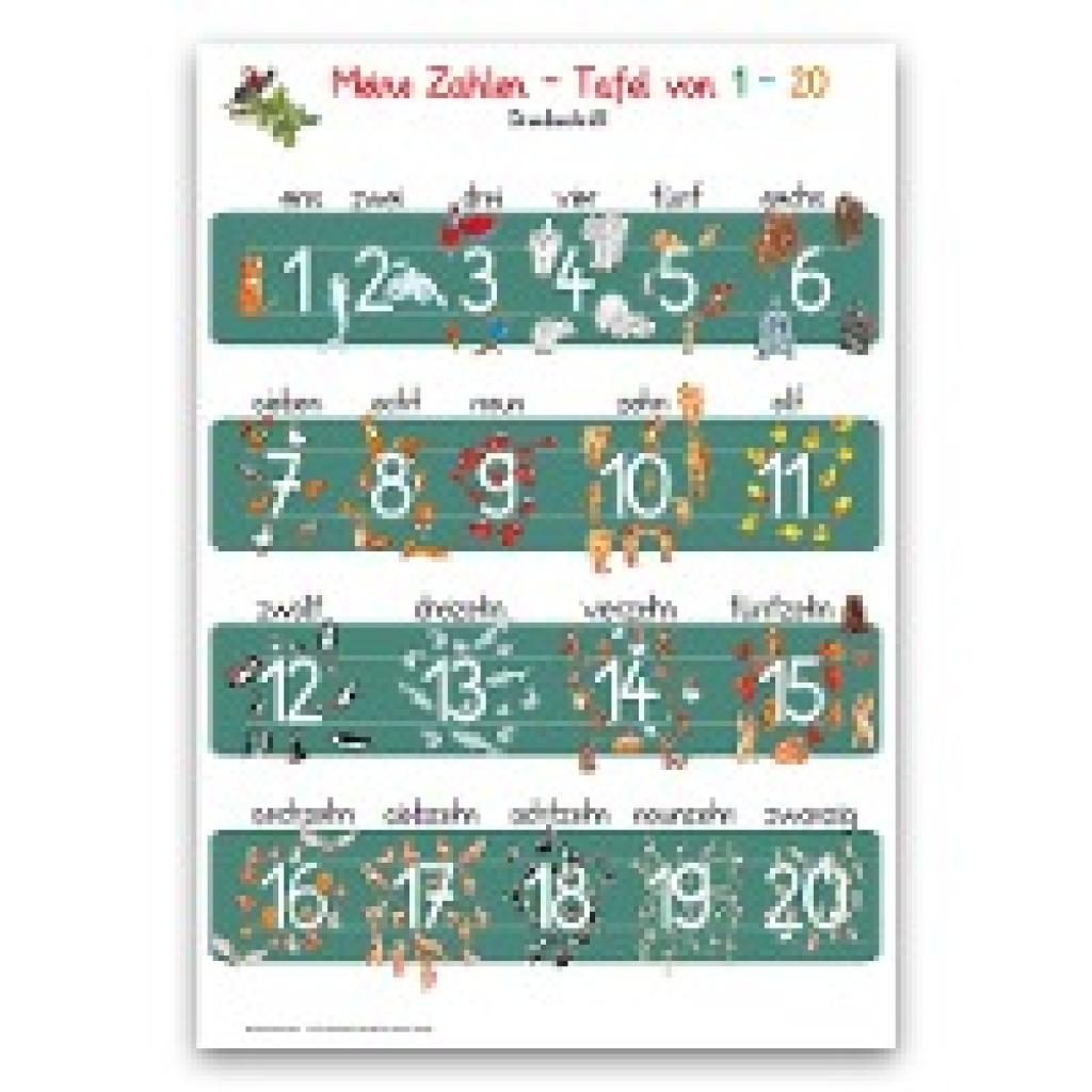9783968400440 - Meine Zahlen-Tafel von 1-20 Lernposter DIN A4 laminiert - Helga Momm Poster