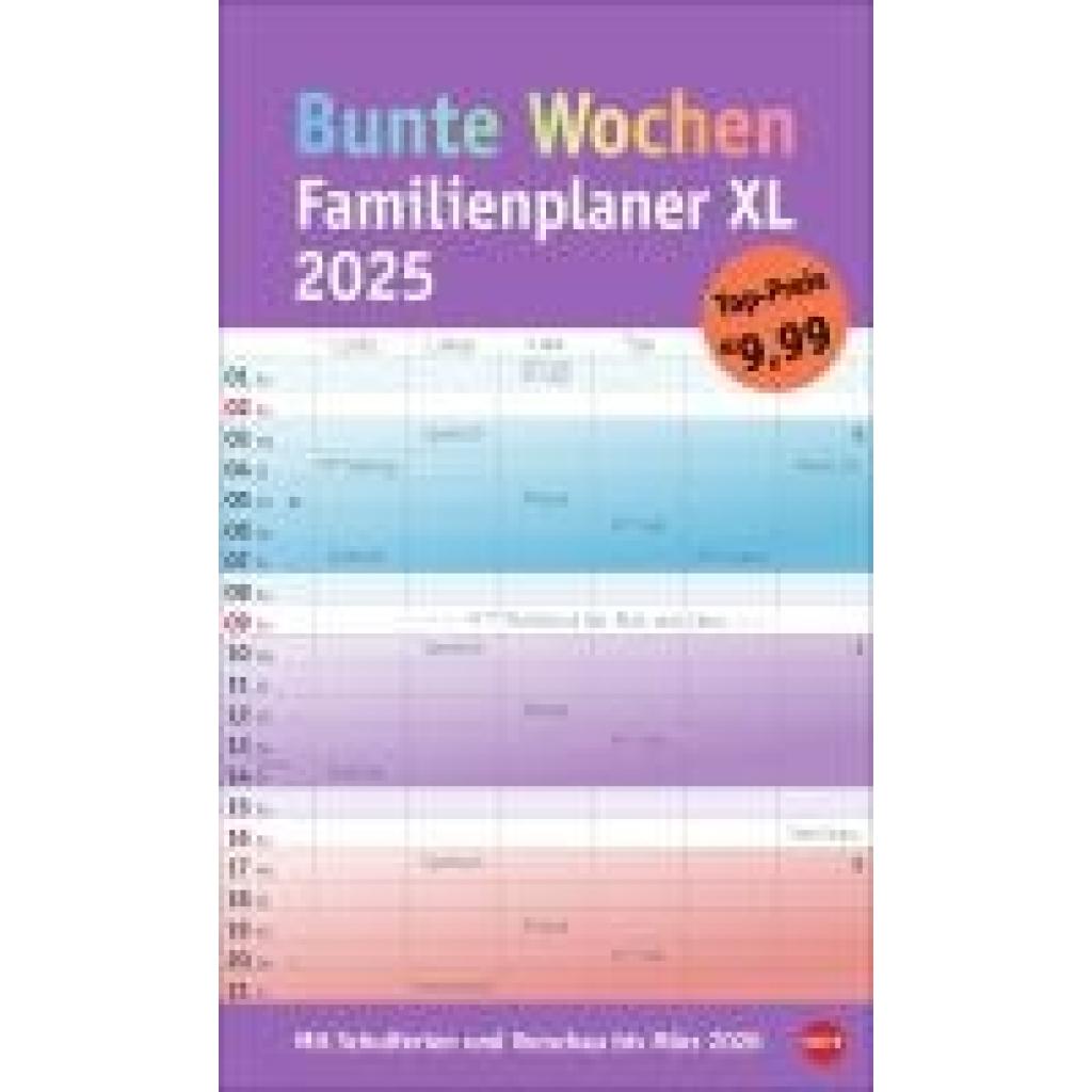 Bunte Wochen Familienplaner XL 2025