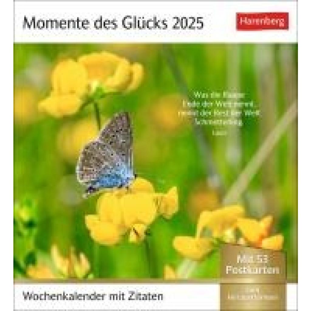 Momente des Glücks Postkartenkalender 2025 - Wochenkalender mit Zitaten, mit 53 Postkarten