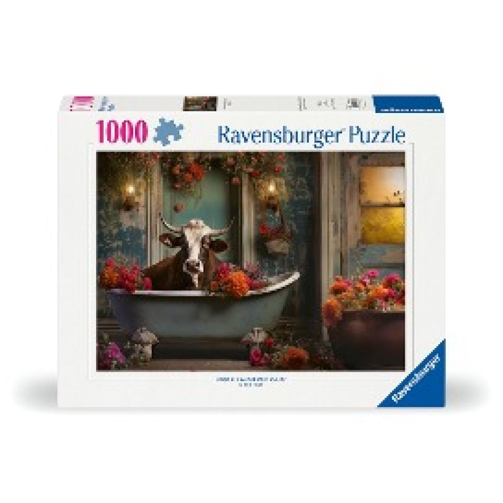 Ravensburger Puzzle 12000782 - Die Kuh in der Badewanne- 1000 Teile Puzzle für Erwachsene ab 14 Jahren