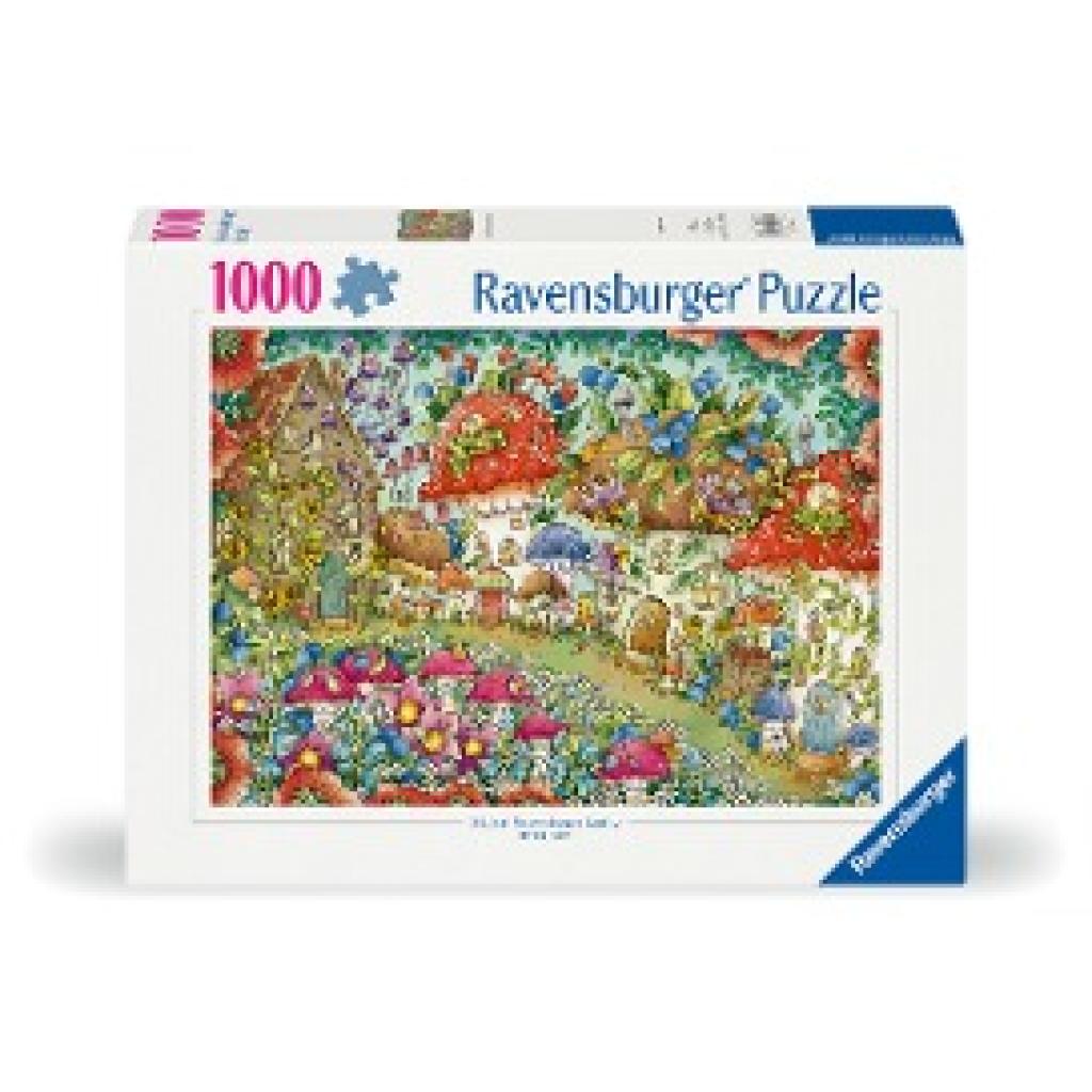 Ravensburger Puzzle 12000571 - Niedliche Pilzhäuschen in der Blumenwiese - 1000 Teile Puzzle für Erwachsene und Kinder a