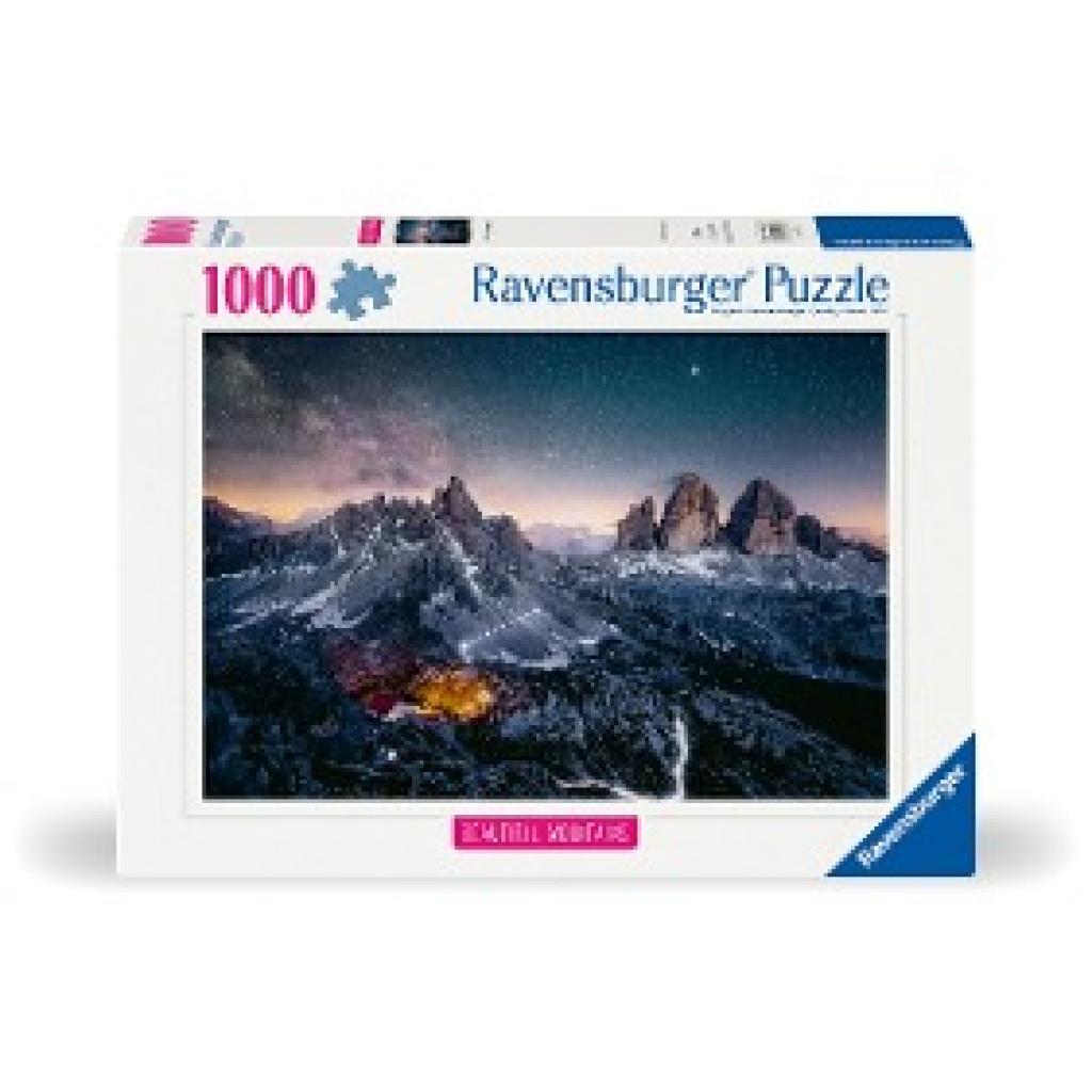 Ravensburger Puzzle 12000256 - Drei Zinnen, Dolomiten - 1000 Teile Puzzle, Beautiful Mountains Kollektion, für Erwachsen