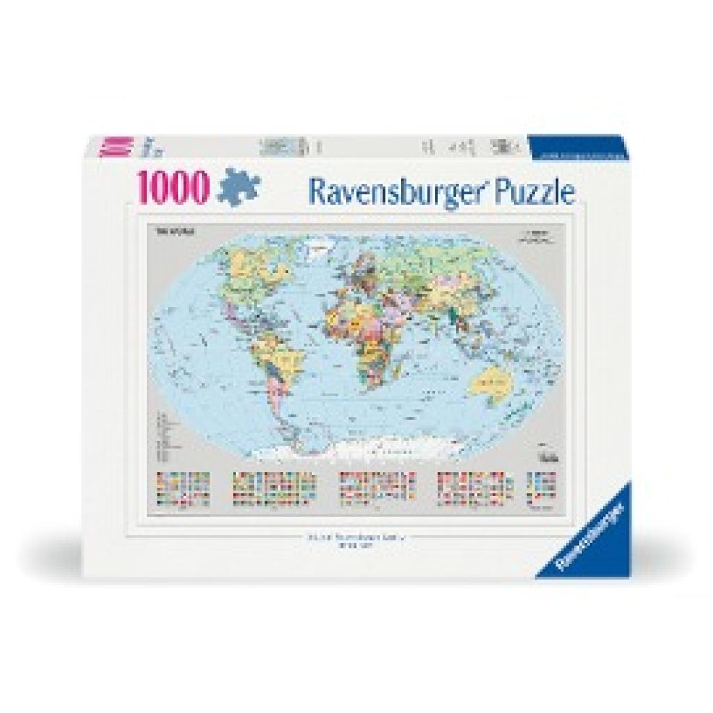 Ravensburger Puzzle 12000065 - Politische Weltkarte - 1000 Teile Puzzle für Erwachsene und Kinder ab 14 Jahren, Puzzle-W