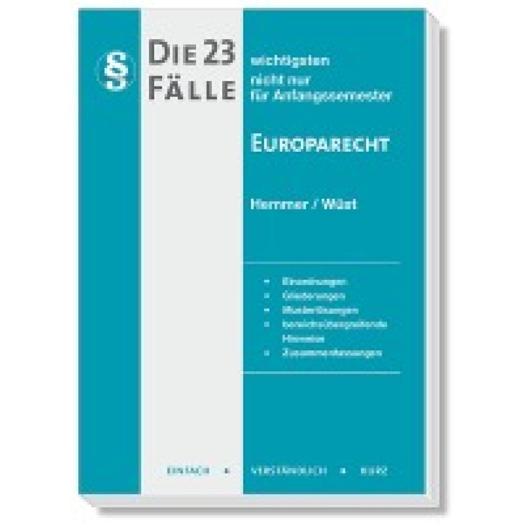9783968382784 - Die 23 wichtigsten Fälle Europarecht - Karl-Edmund Hemmer Achim Wüst Beuttenmüller Kartoniert (TB)