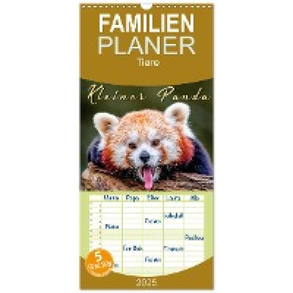 Roder, Peter: Familienplaner 2025 - Kleiner Panda mit 5 Spalten (Wandkalender, 21 x 45 cm) CALVENDO