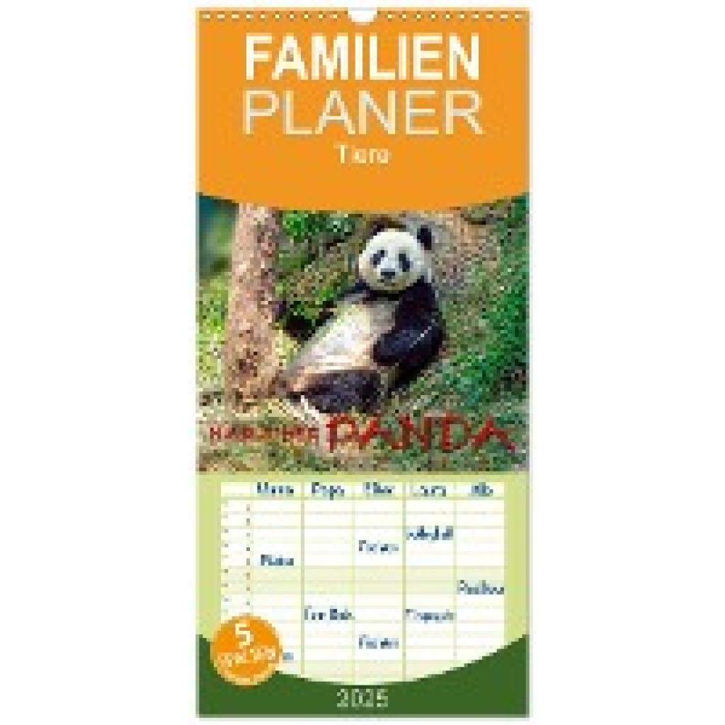 Roder, Peter: Familienplaner 2025 - Niedlicher Panda mit 5 Spalten (Wandkalender, 21 x 45 cm) CALVENDO