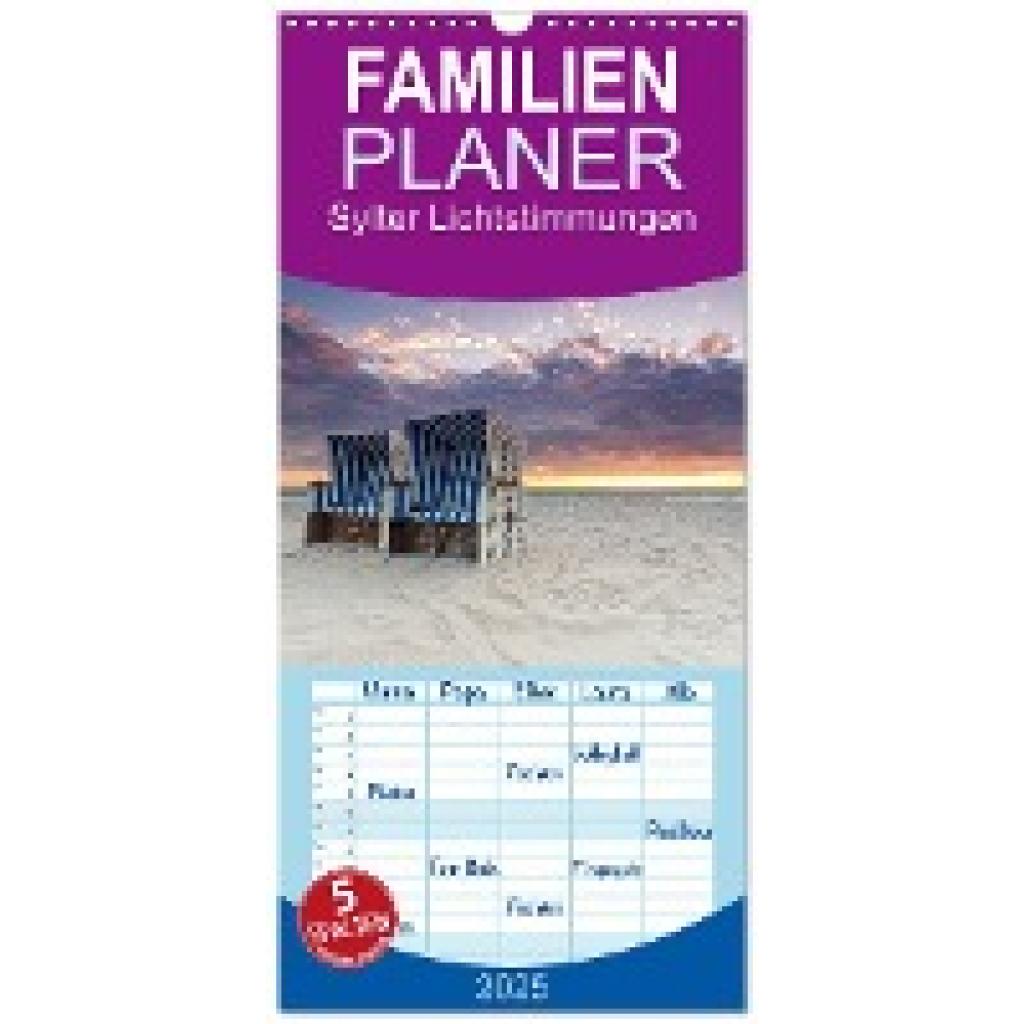 Nordbilder, Nordbilder: Familienplaner 2025 - Sylter Lichtstimmungen mit 5 Spalten (Wandkalender, 21 x 45 cm) CALVENDO