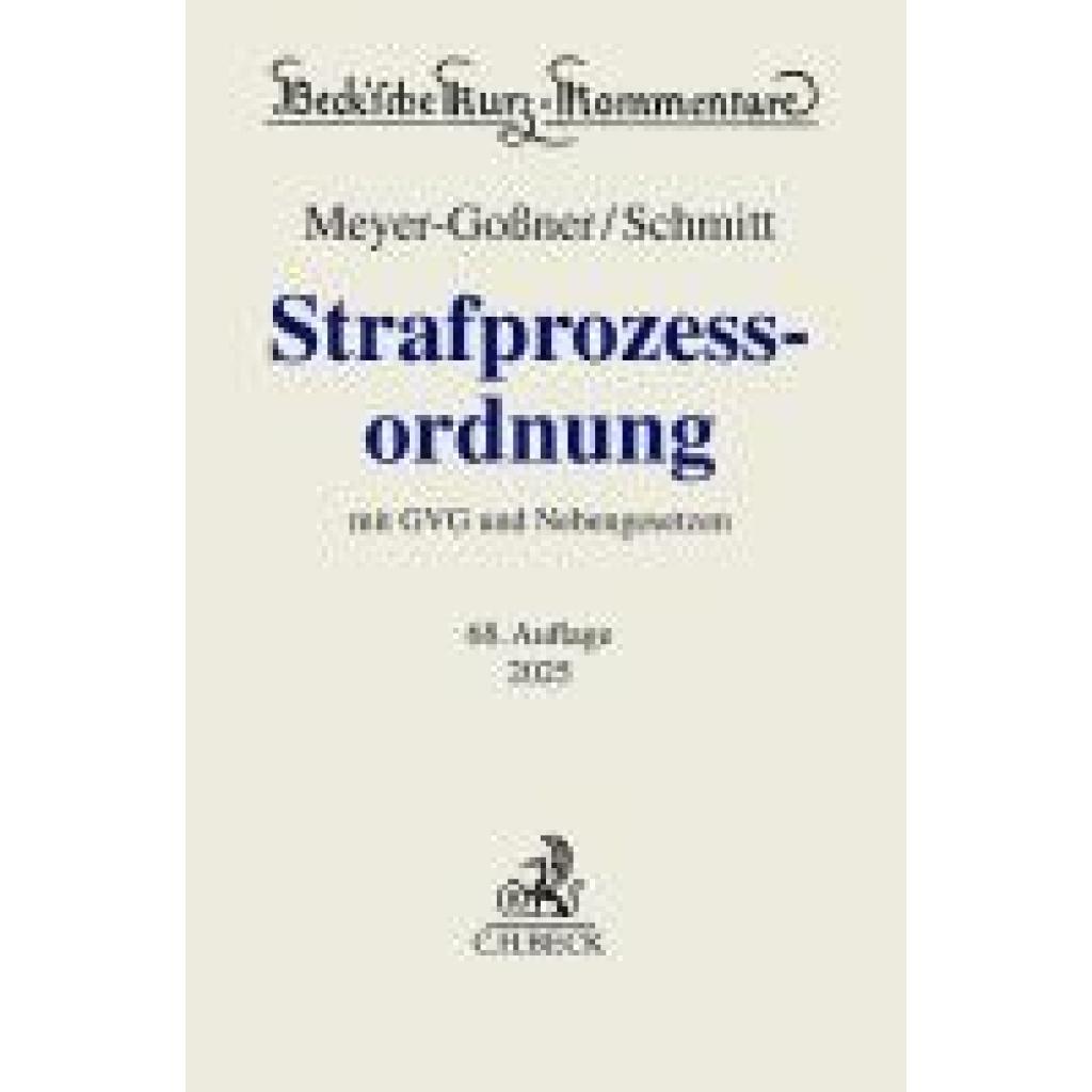9783406824005 - Schmitt Bertram Strafprozessordnung StPO