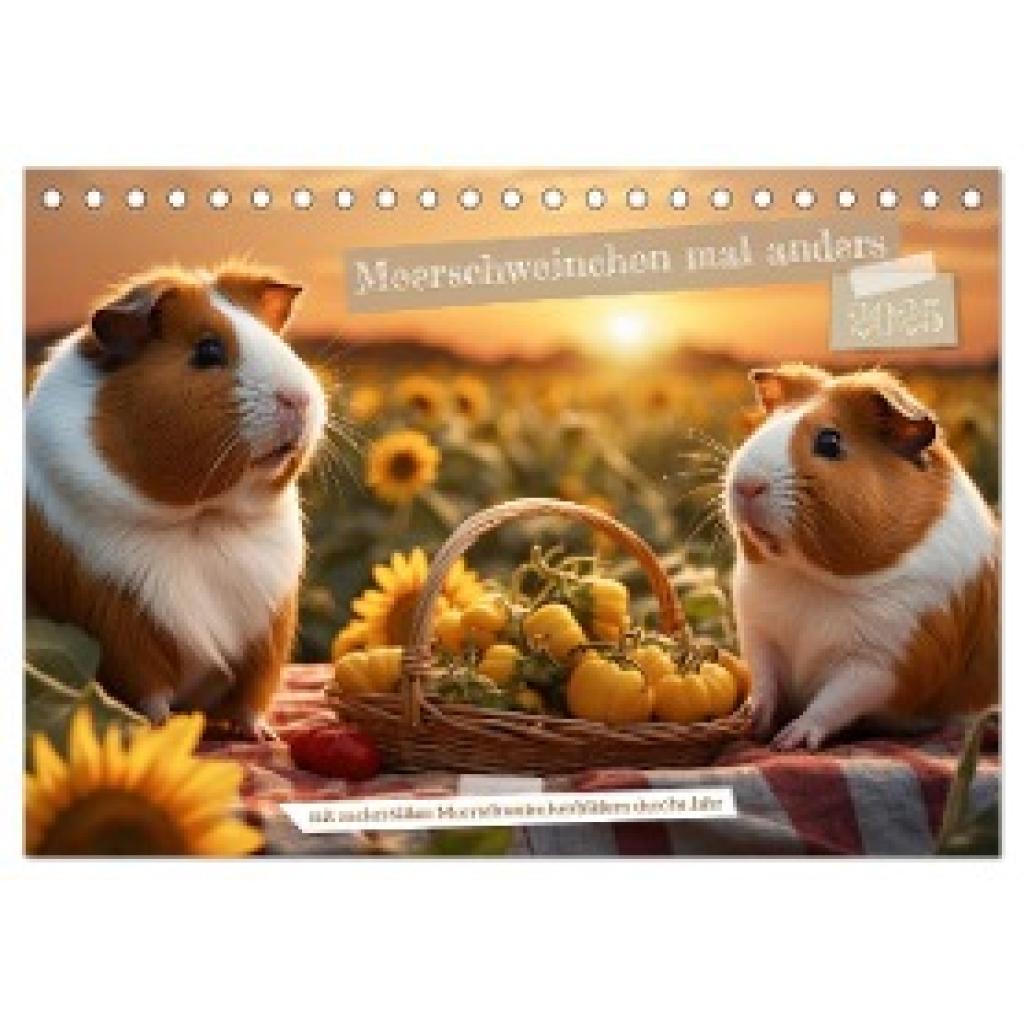 Spiegler, Heidi: Meerschweinchen mal anders! (Tischkalender 2025 DIN A5 quer), CALVENDO Monatskalender