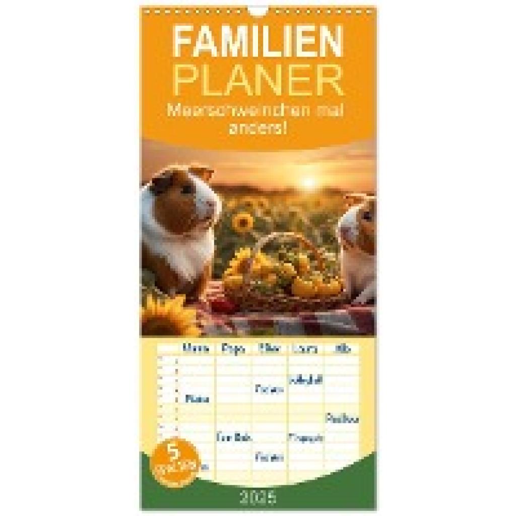 Spiegler, Heidi: Familienplaner 2025 - Meerschweinchen mal anders! mit 5 Spalten (Wandkalender, 21 x 45 cm) CALVENDO