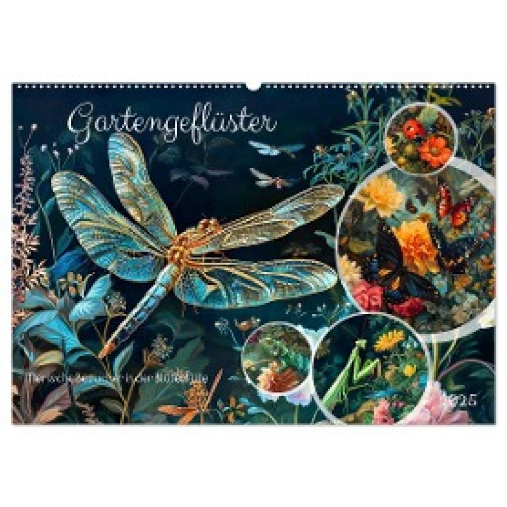 Frost, Anja: Gartengeflüster - Tierische Besucher in der Blütenfülle (Wandkalender 2025 DIN A2 quer), CALVENDO Monatskal