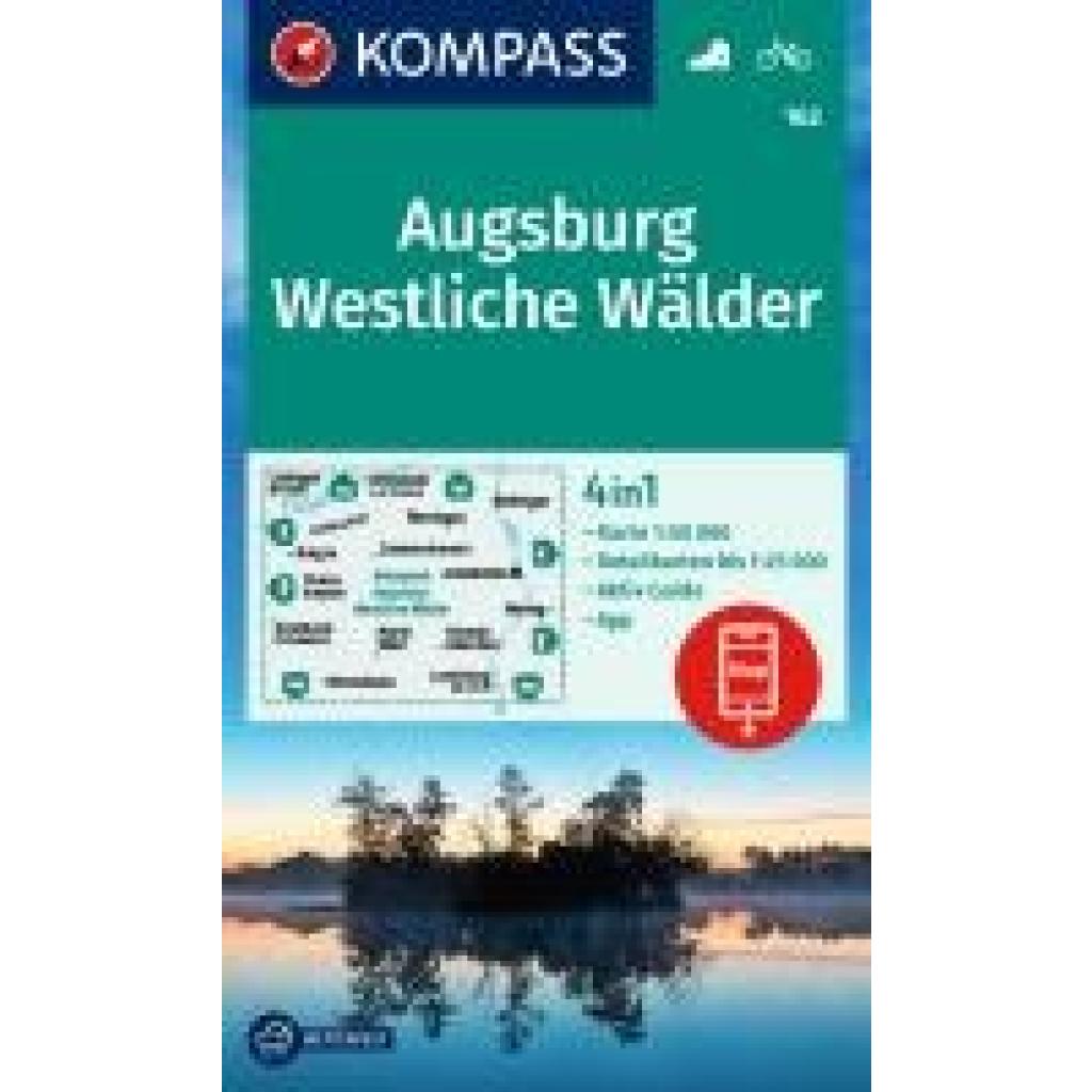 KOMPASS Wanderkarte 162 Augsburg, Westliche Wälder 1:50.000