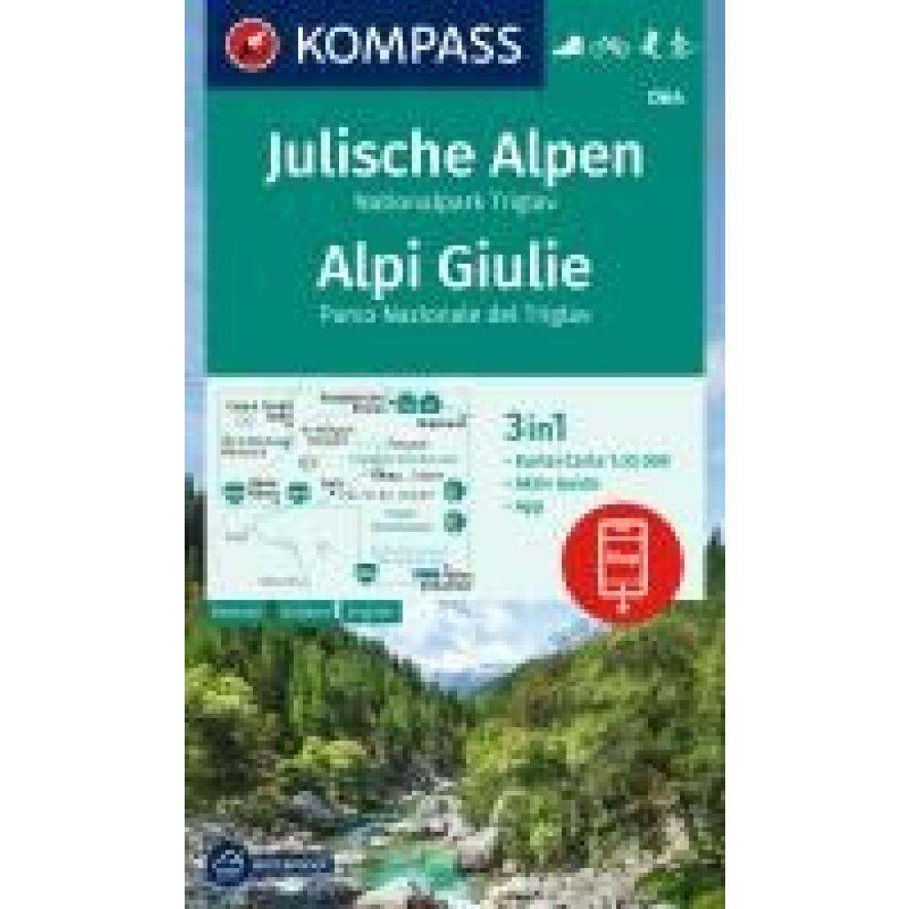 KOMPASS Wanderkarte 064 Julische Alpen, Nationalpark Triglav / Alpi Giulie 1:25.000