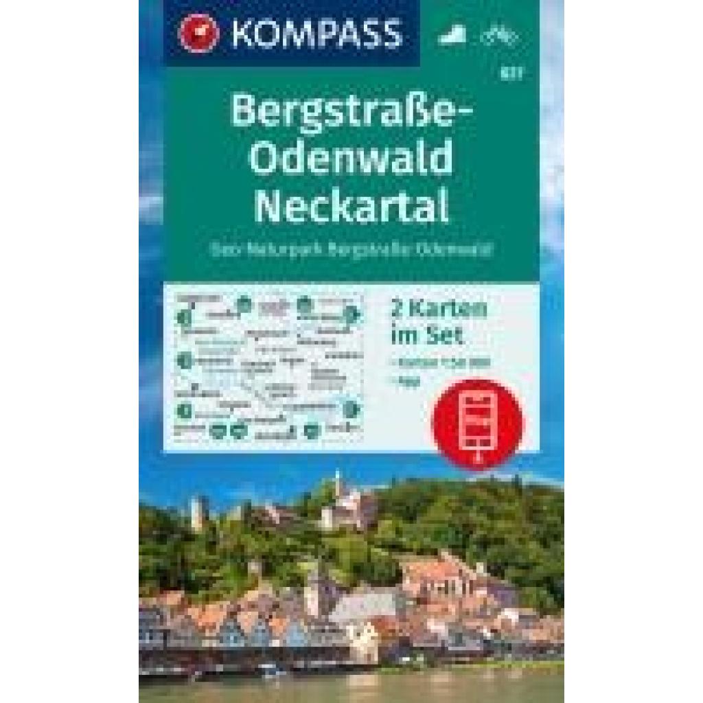 9783991219989 - KOMPASS Wanderkarten-Set 827 Bergstraße-Odenwald Neckartal Geo-Naturpark Bergstraße-Odenwald (2 Karten) 150000 Karte (im Sinne von Landkarte)