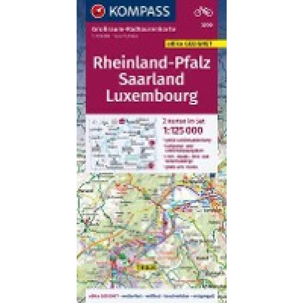 KOMPASS Großraum-Radtourenkarte 3709 Rheinland-Pfalz, Saarland, Luxembourg 1:125.000