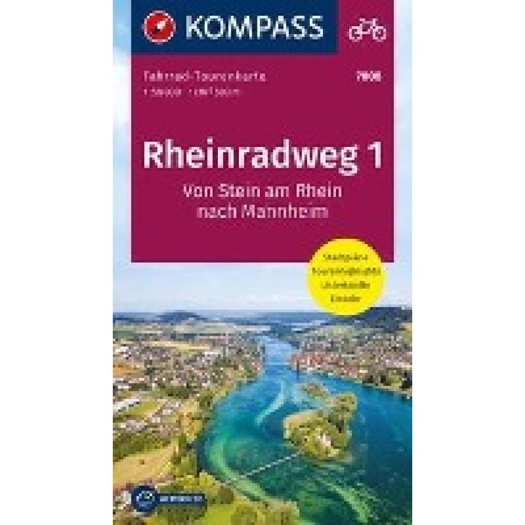 KOMPASS Fahrrad-Tourenkarte Rheinradweg 1 1:50.000