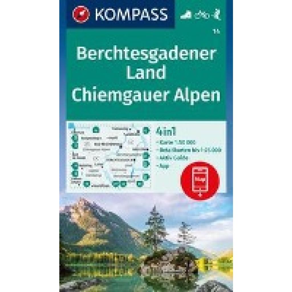 KOMPASS Wanderkarte 14 Berchtesgadener Land, Chiemgauer Alpen 1:50.000