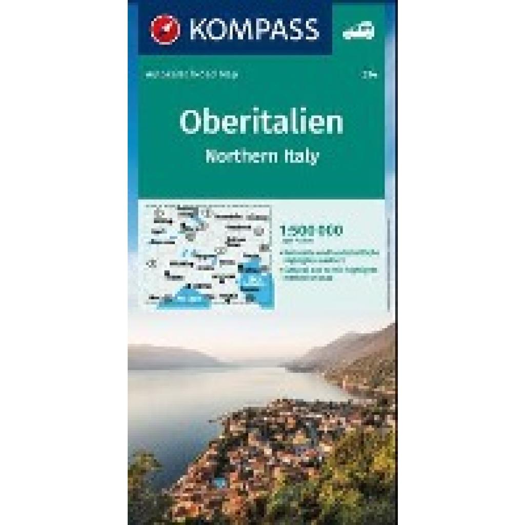 KOMPASS Autokarte Oberitalien, Italia settentrionale, Northern Italy, Italie du Nord 1:500.000