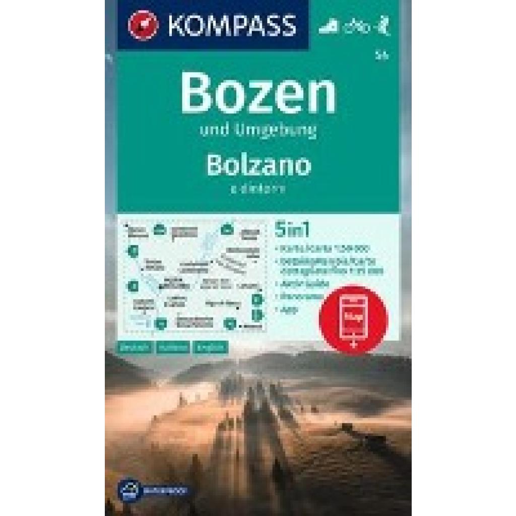 KOMPASS Wanderkarte 54 Bozen und Umgebung / Bolzano e dintorni 1:50.000