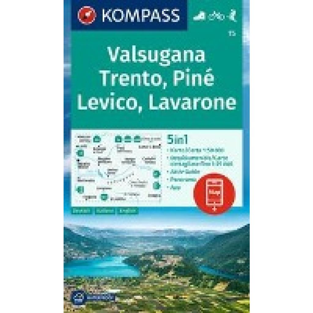 KOMPASS Wanderkarte 75 Valsugana, Trento, Piné, Levico, Lavarone 1:50.000