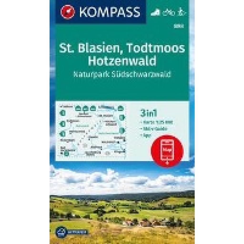 KOMPASS Wanderkarte 898 St. Blasien, Todtmoos, Hotzenwald, Naturpark Südschwarzwald 1:25.000