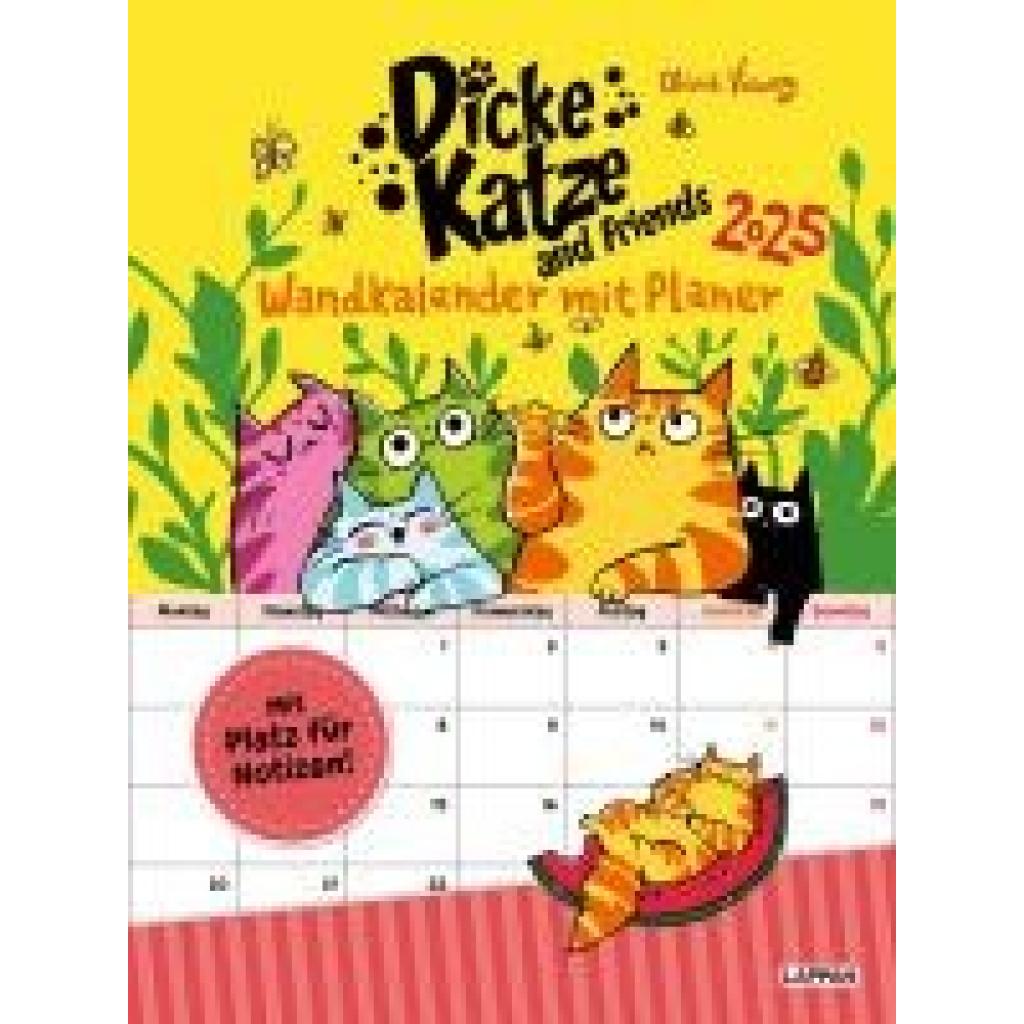 Vieweg, Olivia: Dicke Katze and Friends - Wandkalender mit Planer 2025