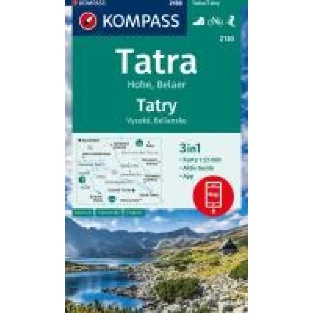 KOMPASS Wanderkarte 2130 Tatra Hohe, Belaer / Tatry, Vysoké, Belianske 1:25.000