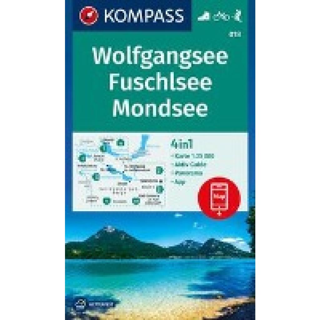 KOMPASS Wanderkarte 018 Wolfgangsee, Fuschlsee, Mondsee 1:25.000