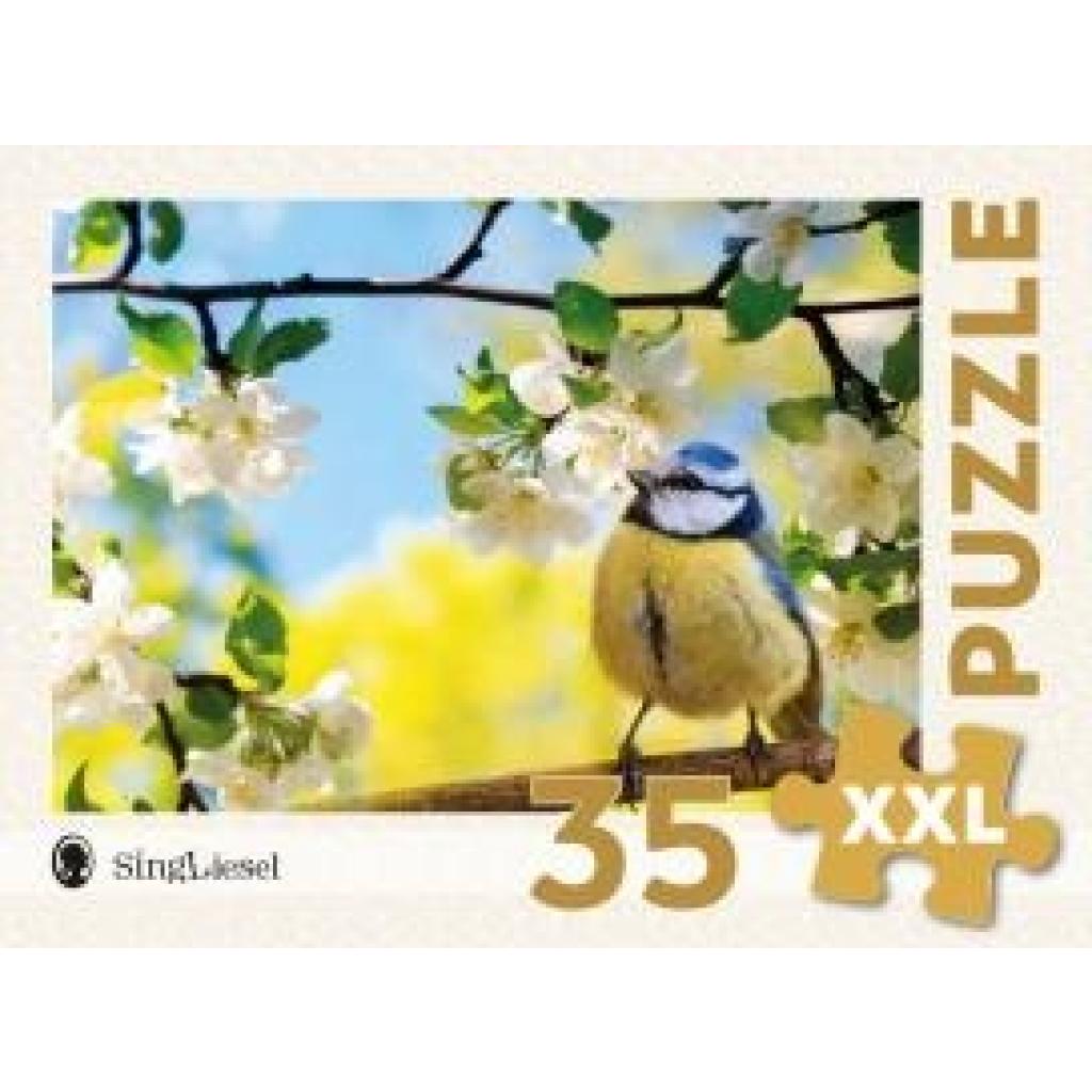 Demenz-Puzzle: Blaumeise im Frühling. Das Demenz-Puzzle-Spiel mit 35 Puzzle-Teilen im XXL-Format.