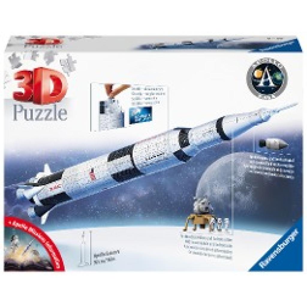 Ravensburger 3D Puzzle 11545 - Apollo Saturn V Rakete - zum Zusammenbauen und Erkunden - Für alle Weltraum Fans ab 8 Jah