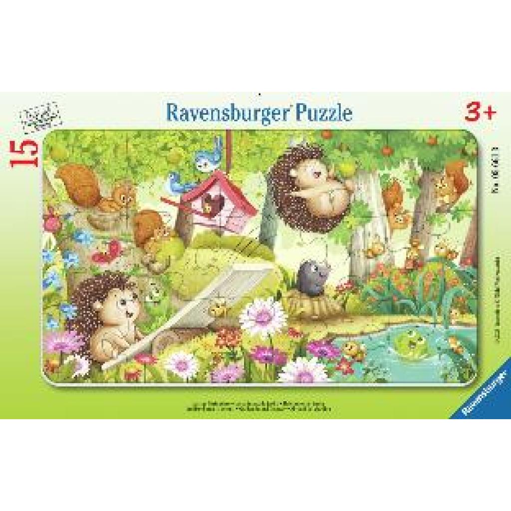 Ravensburger Kinderpuzzle - 05661 Lustige Gartentiere - 15 Teile Rahmenpuzzle für Kinder ab 3 Jahren
