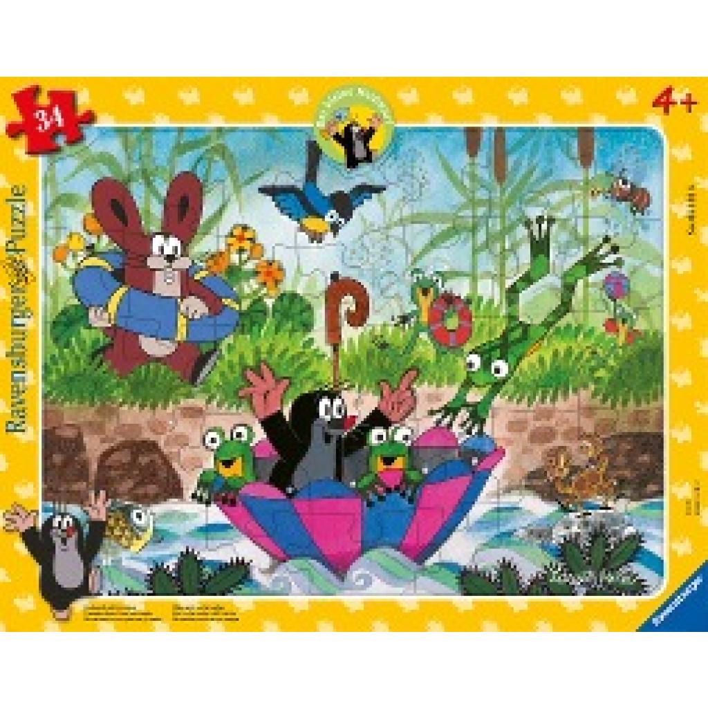 Ravensburger Kinderpuzzle 05152 - Badespaß mit Freunden - 34 Teile Maulwurf Rahmenpuzzle für Kinder ab 4 Jahren