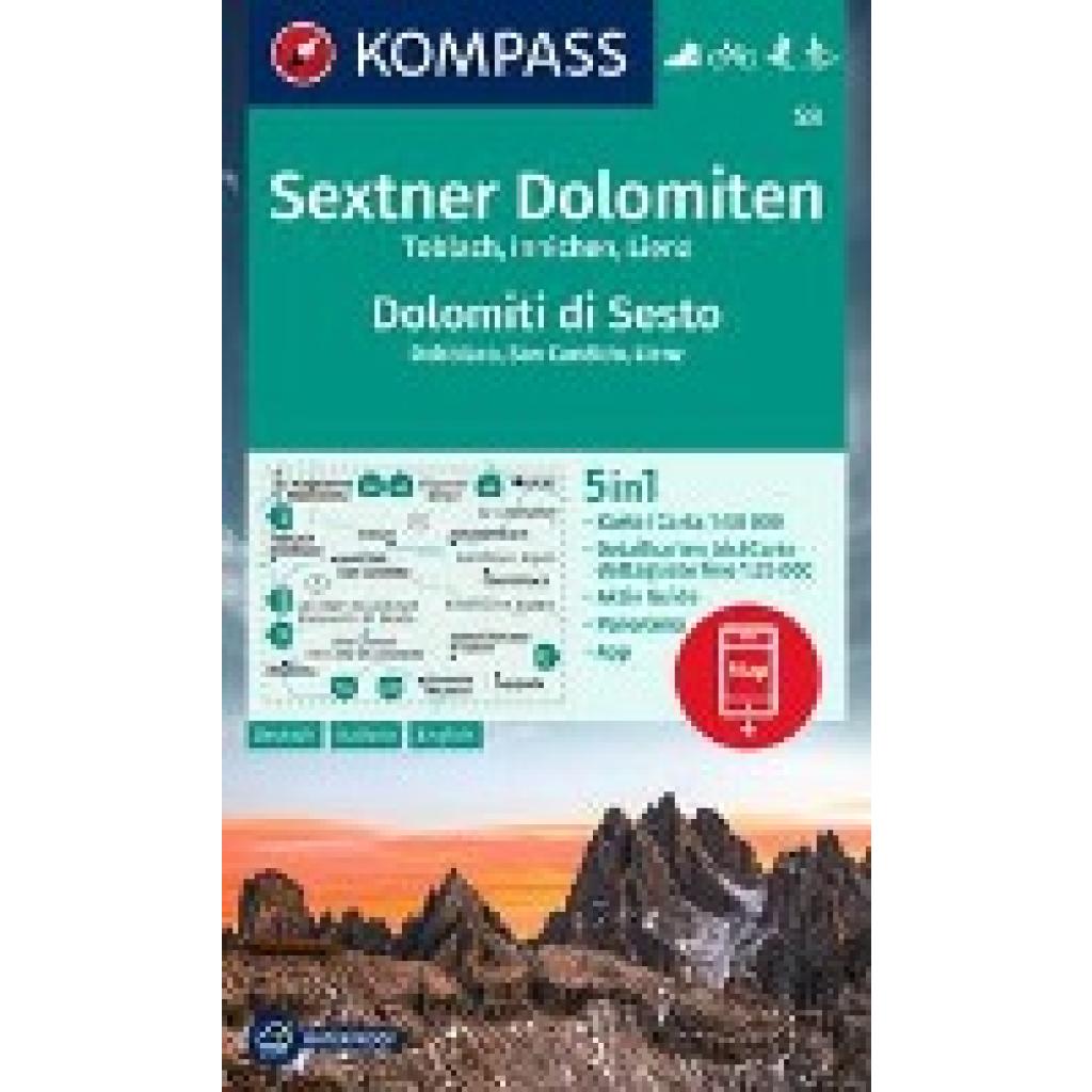 KOMPASS Wanderkarte 58 Sextner Dolomiten, Toblach, Innichen, Lienz / Dolomit di Sesto, Dobbiaco, San Candido, Lienz 1:50