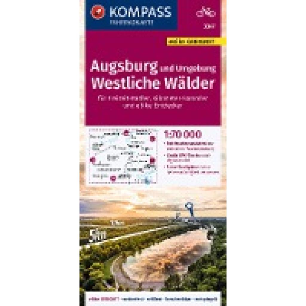 KOMPASS Fahrradkarte 3347 Augsburg und Umgebung, Westliche Wälder 1:70.000