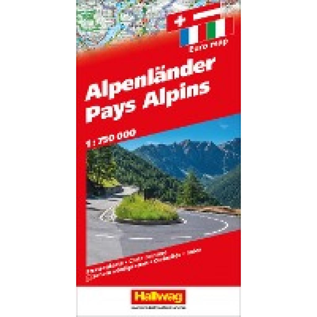 Hallwag Strassenkarte Alpenländer 1:750.000
