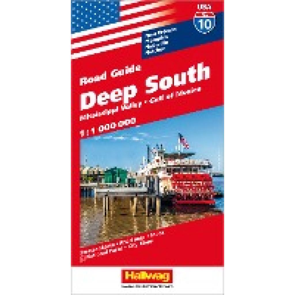 Hallwag USA Road Guide 10 Deep South 1:1.000.000