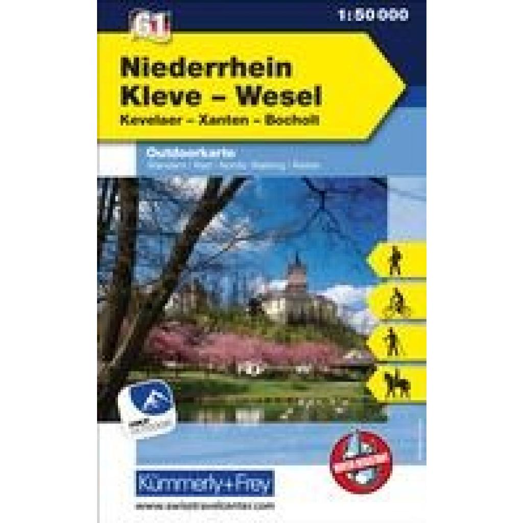 KuF Deutschland Outdoorkarte 61 Niederrhein, Kleve-Wesel, Kevelaer, Xanten - Bocholt  1 : 50 000 LZ bis 2025