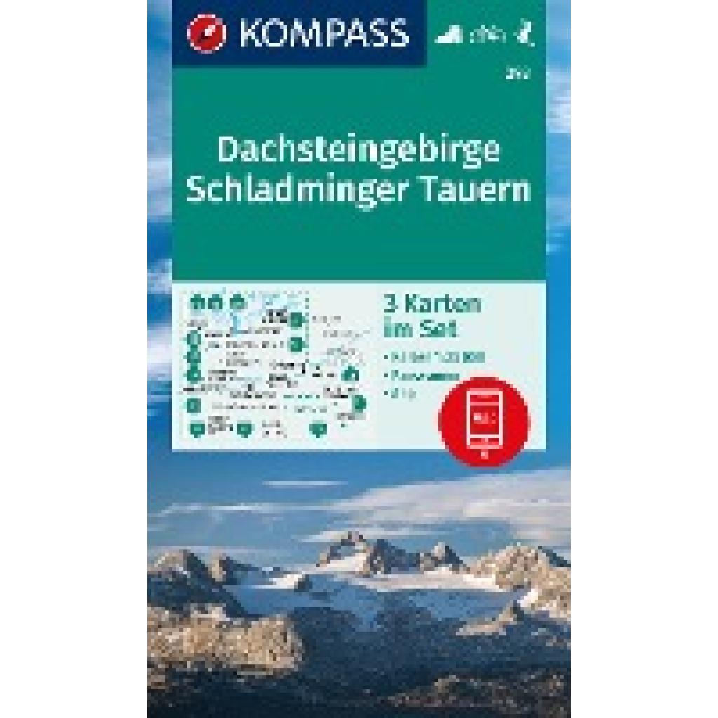 KOMPASS Wanderkarten-Set 293 Dachsteingebirge, Schladminger Tauern (3 Karten) 1:25.000