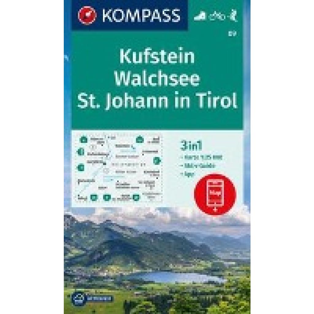 KOMPASS Wanderkarte 09 Kufstein, Walchsee, St. Johann in Tirol 1:25.000