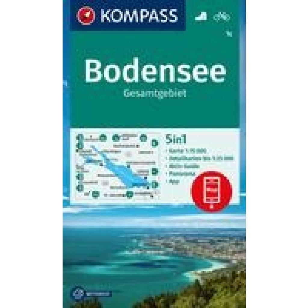 KOMPASS Wanderkarte 1c Bodensee Gesamtgebiet 1:75.000