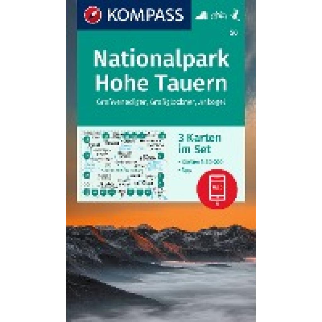 KOMPASS Wanderkarten-Set 50 Nationalpark Hohe Tauern, Großvenediger, Großglockner, Ankogel (3 Karten) 1:50.000