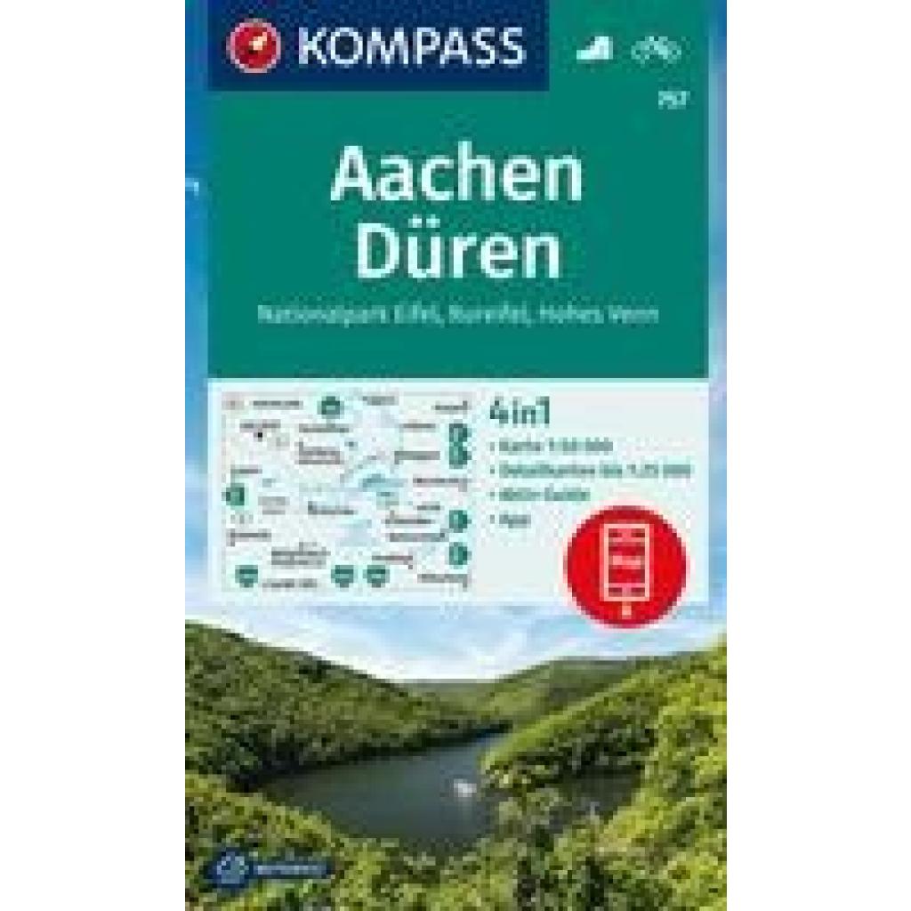 KOMPASS Wanderkarte 757 Aachen, Düren, Nationalpark Eifel, Rureifel, Hohes Venn 1:50.000