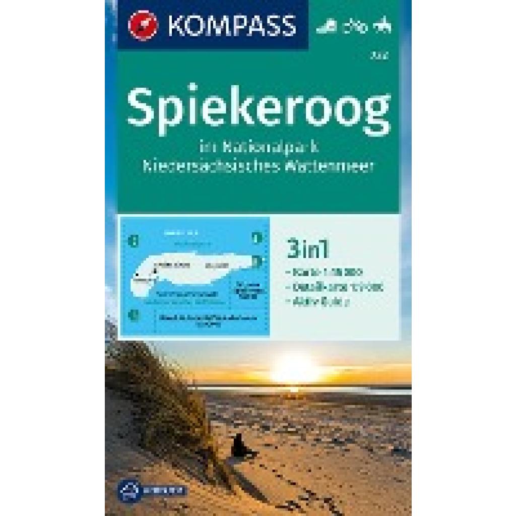 KOMPASS Wanderkarte 732 Spiekeroog im Nationalpark NIedersächsisches Wattenmeer 1:15.000