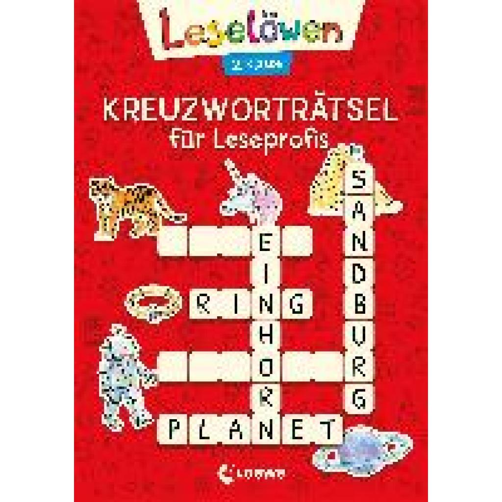 Leselöwen Kreuzworträtsel für Erstleser. 2. Klasse (Rot)