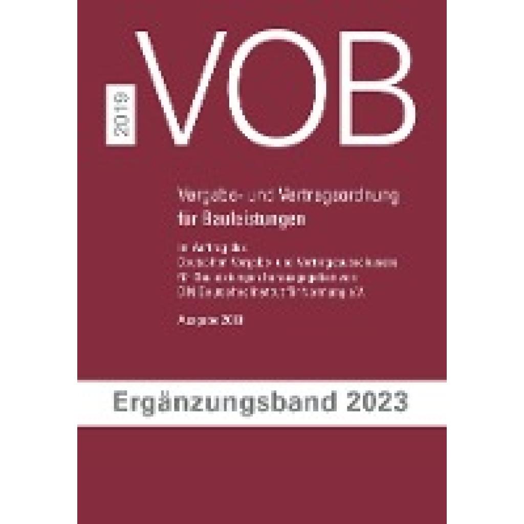 9783410613015 - VOB Vergabe- und Vertragsordnung für Bauleistungen Kartoniert (TB)