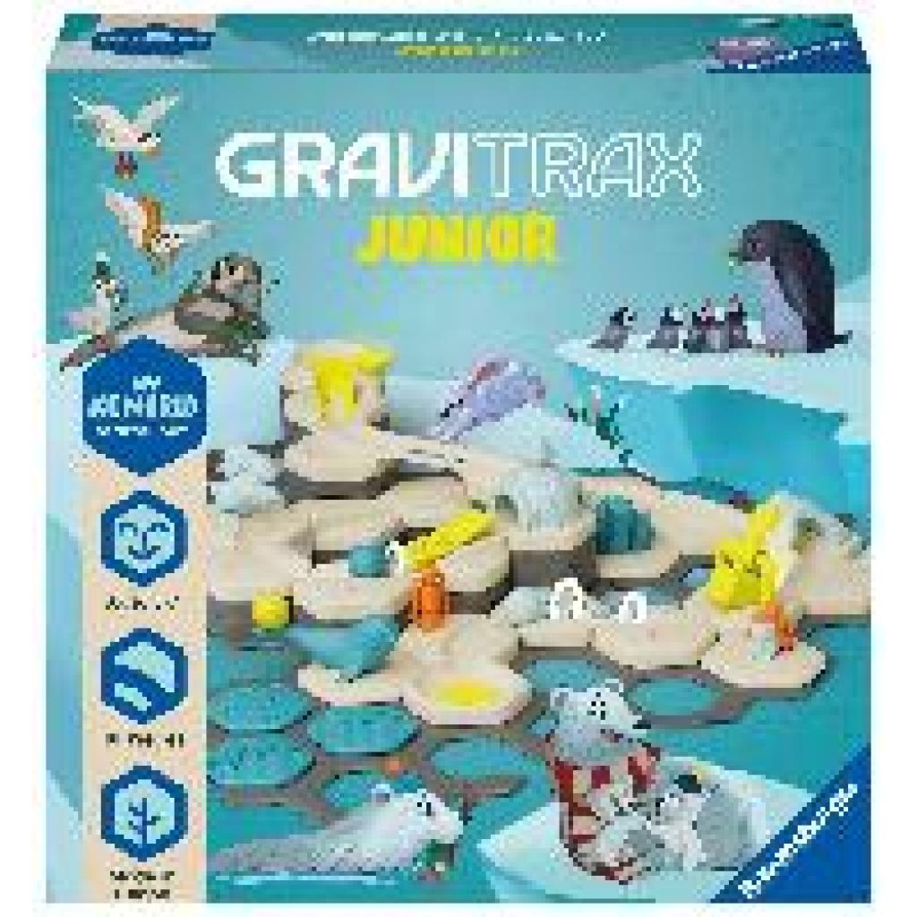 Ravensburger GraviTrax Junior Starter-Set L Ice - Erweiterbare Kugelbahn für Kinder, Murmelbahn überwiegend aus nachwach